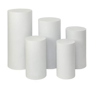 White Round Cylinder / Pillar - Set of 5