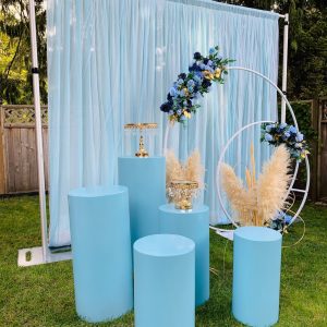 Dual Layered Tulle Chiffon Backdrop Curtain - Blue