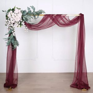 Sheer Organza Wedding Arch Drapery Fabric - Burgundy