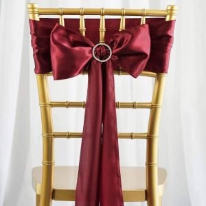 Satin Chair Sashes - Burgundy