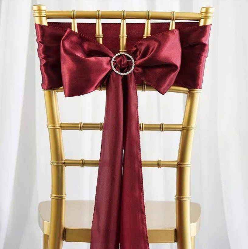 Satin Chair Sashes - Burgundy