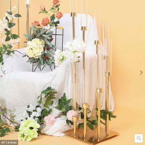 8 Arm Gold Stainless Steel Candelabra