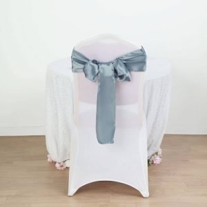 Satin Chair Sashes - Dusty Blue