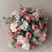 Premium Silk Flower Ball for Centerpiece (Pink/White)