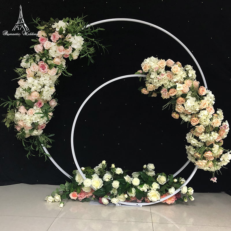 Double Circle Round Metal Arch - White
