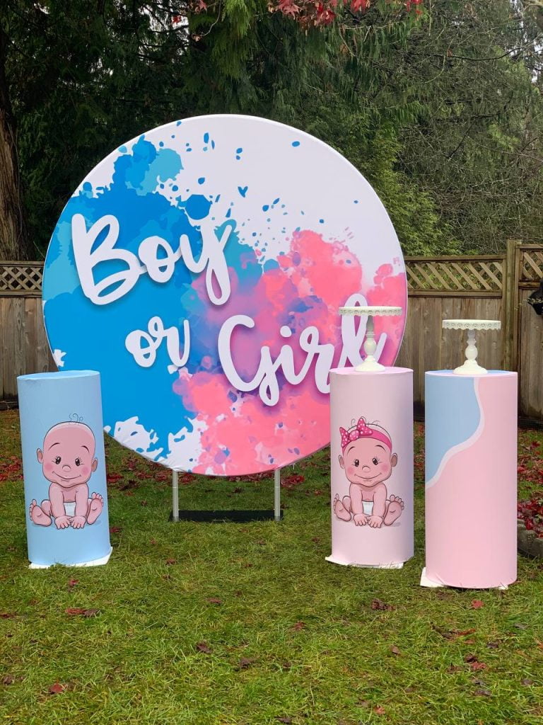 Gender Reveal Round Backdrop / Photo Backdrop