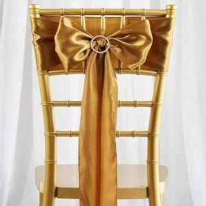 Satin Chair Sashes - Gold