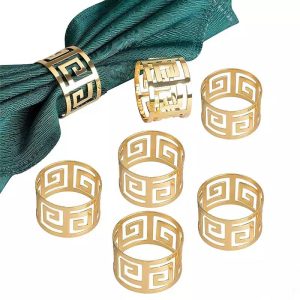 Alluring Gold Plated Napkin Ring (Greek Key Pattern)