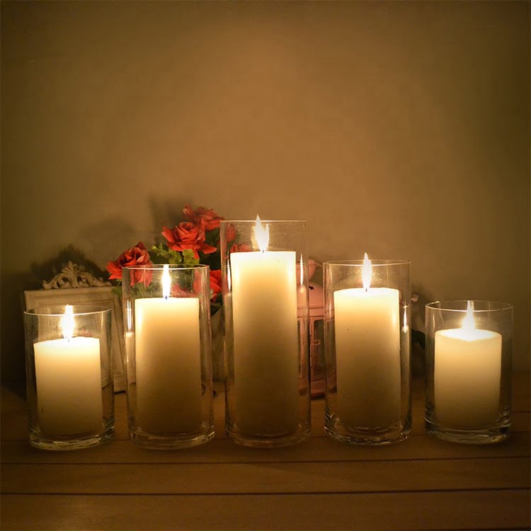 Hurricane / Cylinder Glass Candle Holder – Set of 3