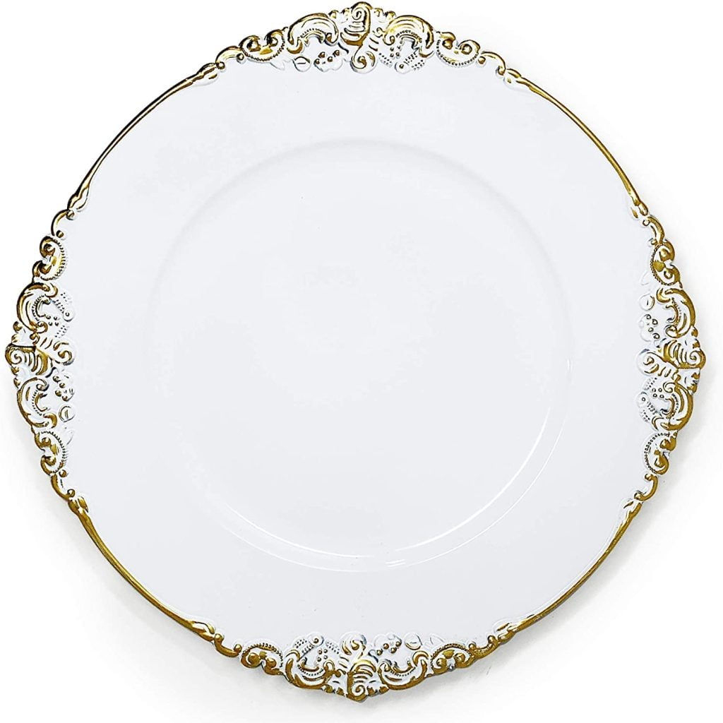 Mate White Round Charger Plate – Antique Design Rim