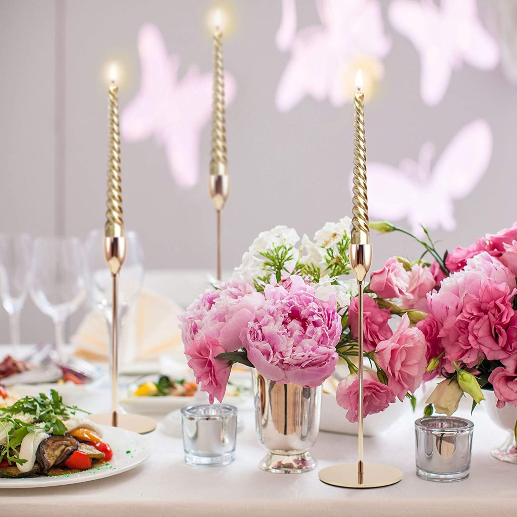 Gold Metal Candle Holder / Candlestick – Set of 3