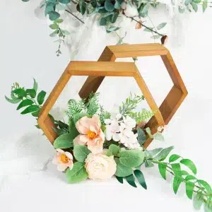 Hexagon Rustic Wood Centerpiece | Natural Geometric Terrarium