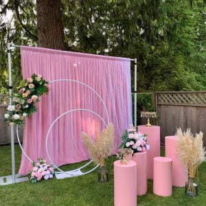 Dual Layered Tulle Chiffon Backdrop Curtain - Pink