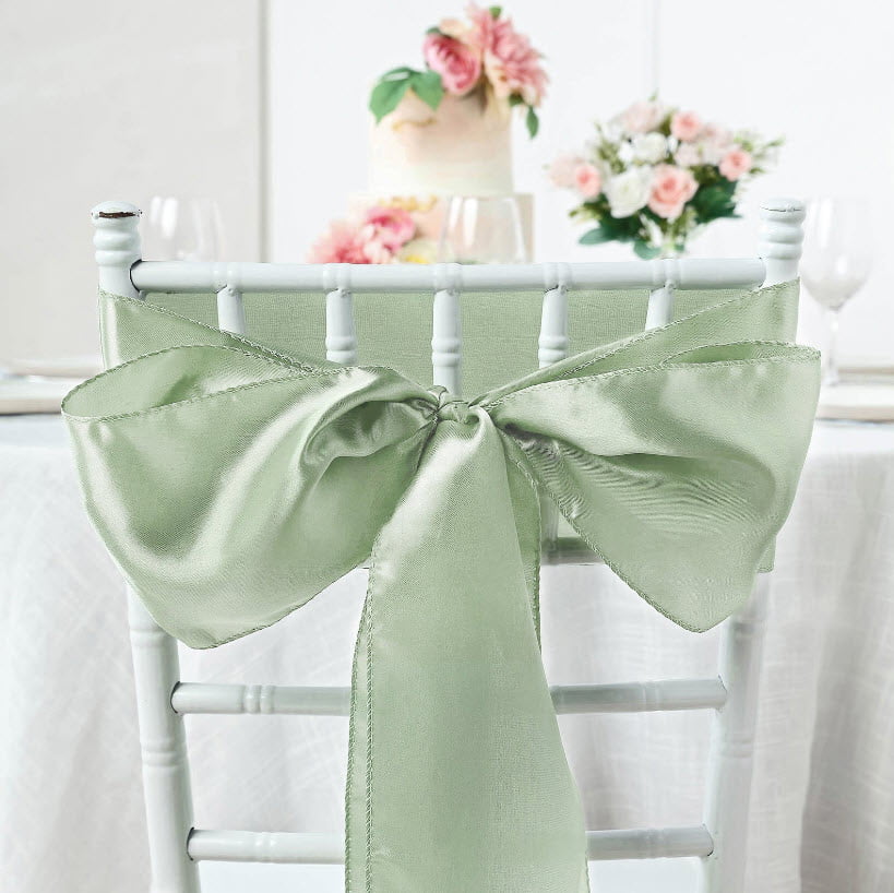 Satin Chair Sashes - Sage Green