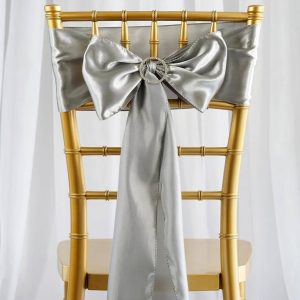 Satin Chair Sashes - Silver