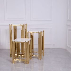 Square Gold Stainless Steel Plinth / Cake Stand - Set of 3