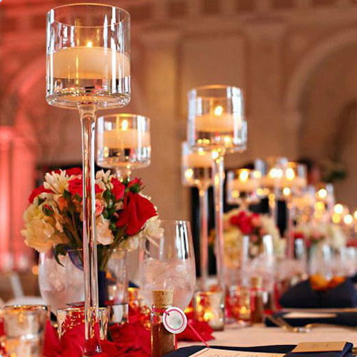 Stemmed Glass Candle Holder – Set of 3