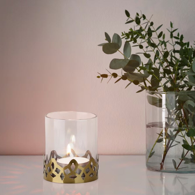 Gold Glass Tealight Candle Holder