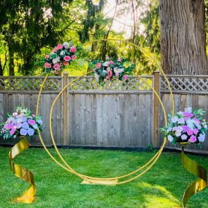 Double Circle Round Metal Arch - Gold