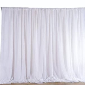 Dual Layered Tulle Chiffon Backdrop Curtain - White