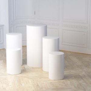 White Round Cylinder / Pillar - Set of 3