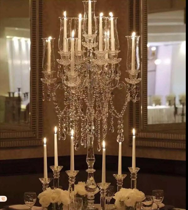 5 Arm Crystal Glass Candelabra for Centerpiece