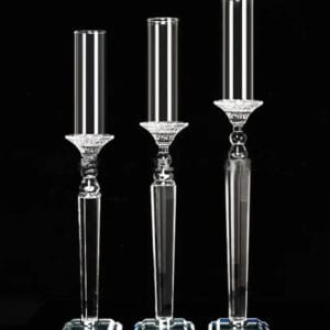 Crystal Glass Candle Holder / Candlestick – Set of 3