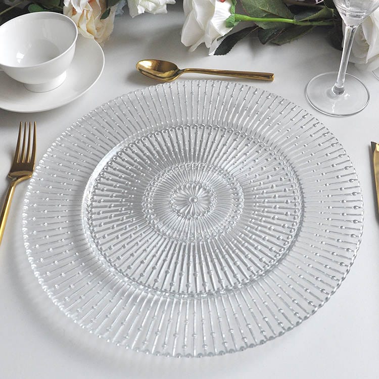 Wand Design Clear Glass Charger Plate