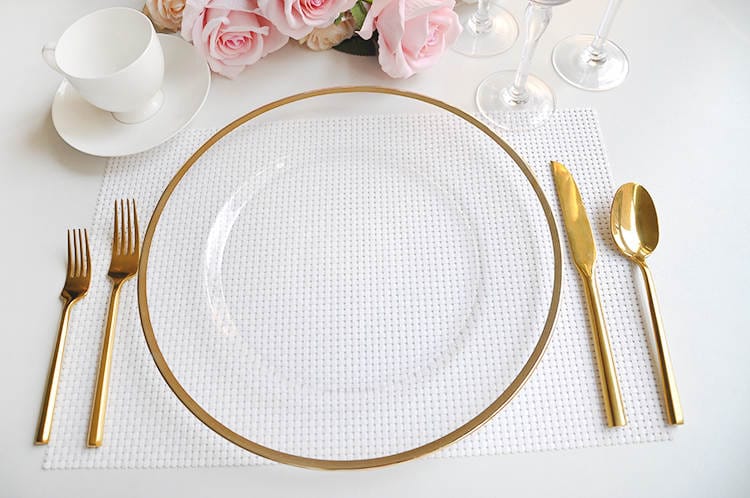 Clear Gold Rim Glass Charger Plate