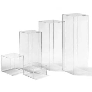 Set of 3 Clear Acrylic Pedestal Plinth / Stands