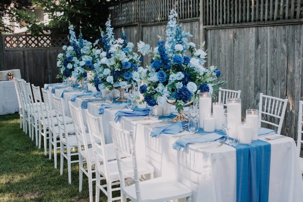 Premium Silk Flower Ball for Centerpiece (Blue)