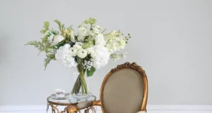 faux and fresh flower arrangements