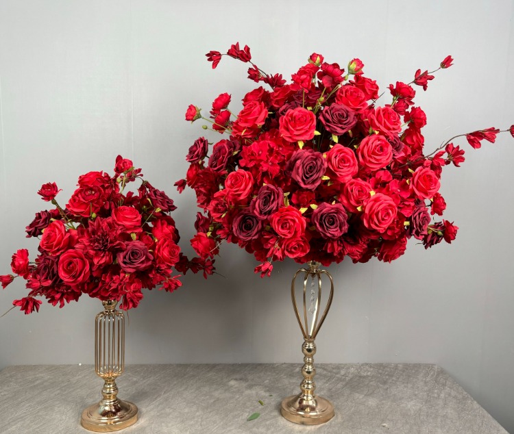 Premium Faux Flower Ball - Red