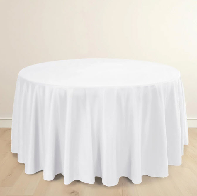 Round Tablecloth - White / 120” Diameter - Scuba Wrinkle Free