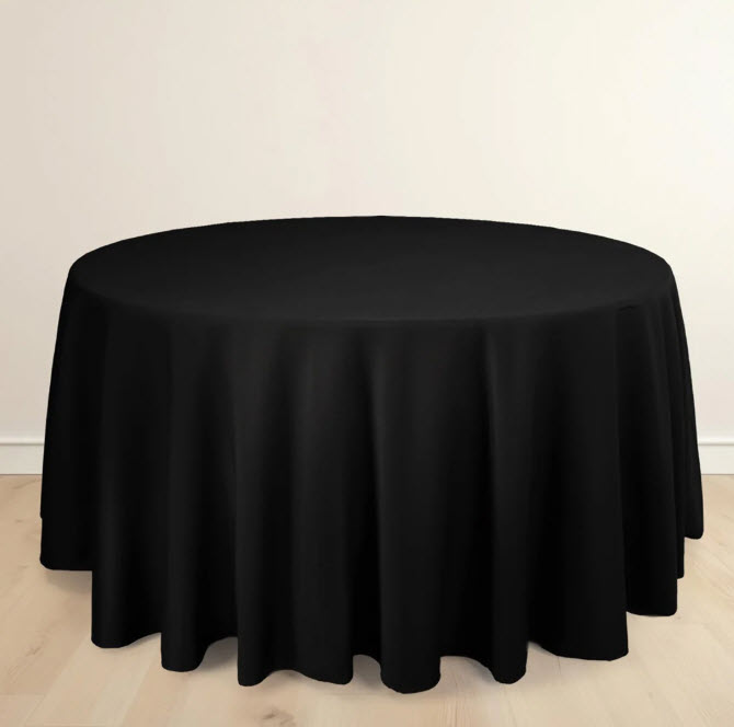 Round Tablecloth - Black / 120” Diameter - Scuba Wrinkle Free