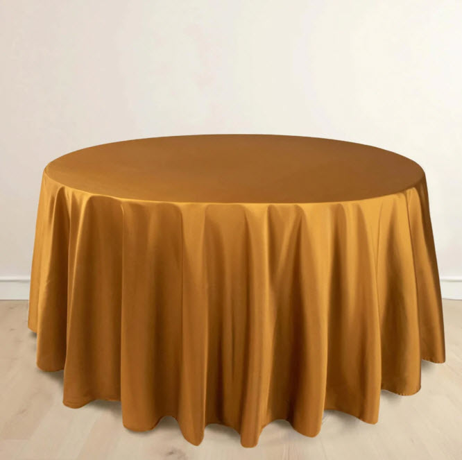 Round Tablecloth - Gold / 120” Diameter - Scuba Wrinkle Free