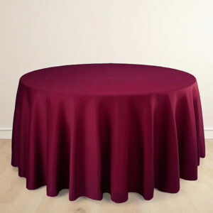 Round Tablecloth - Burgundy / 120” Diameter - Scuba Wrinkle Free