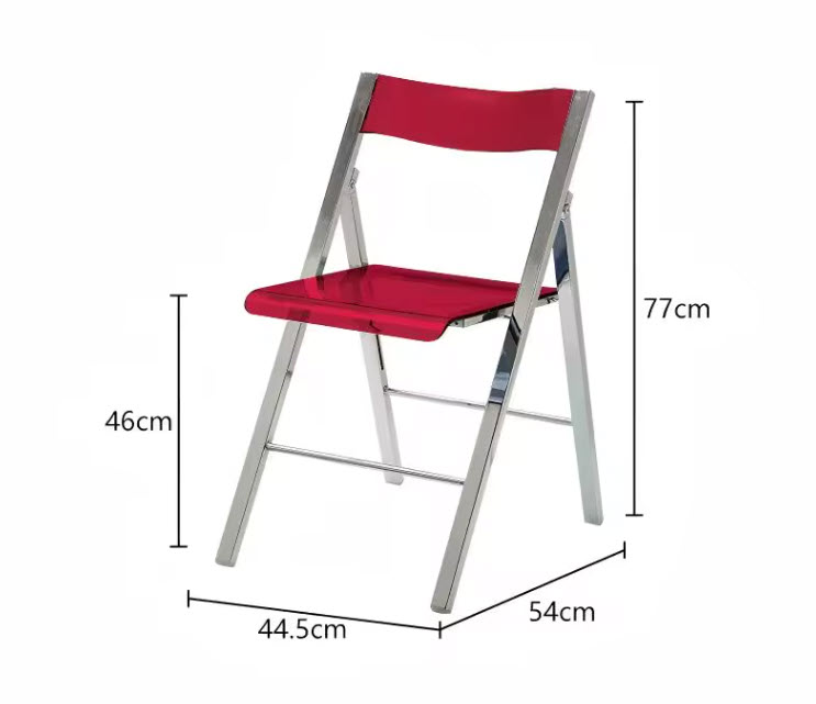 Red Foldable Acrylic Clear Garden Chair with Metal Frame