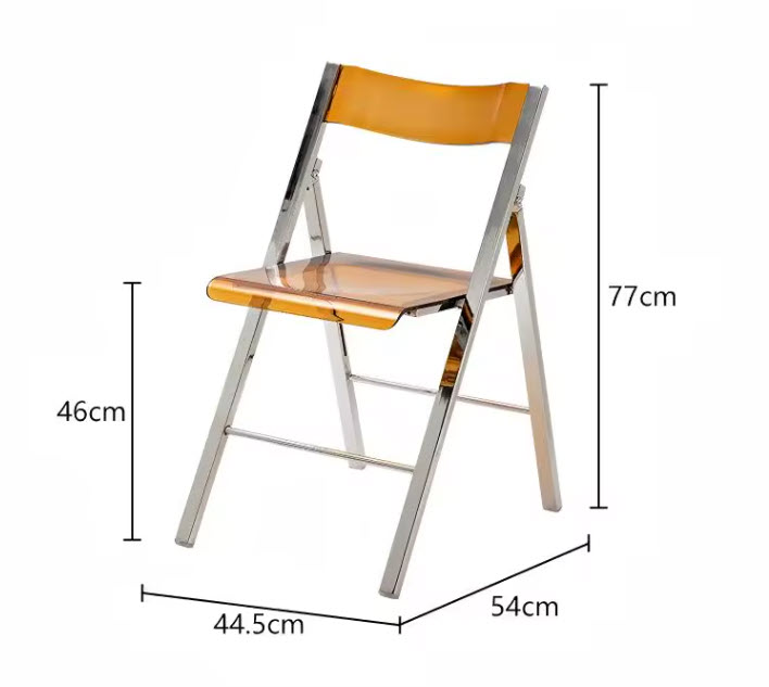 Orange Foldable Acrylic Clear Garden Chair with Metal Frame