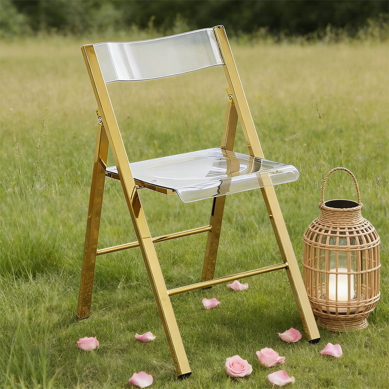 Clear Acrylic Folding Chair with Metal Frame
